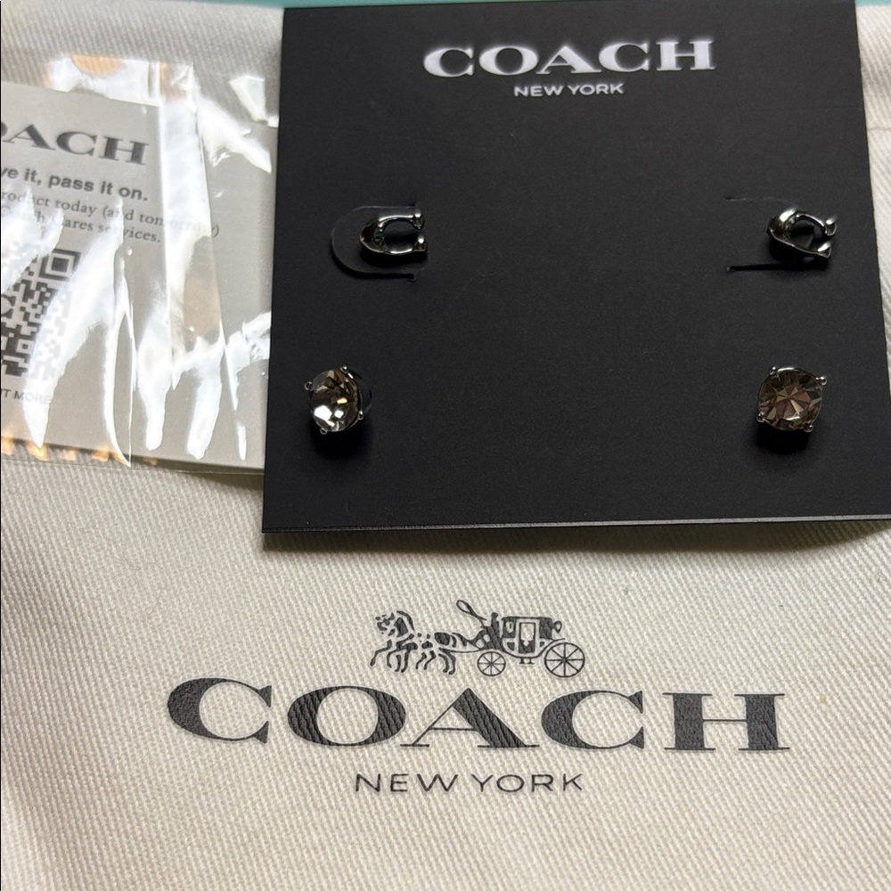 Coach Silver Stud Earrings Set